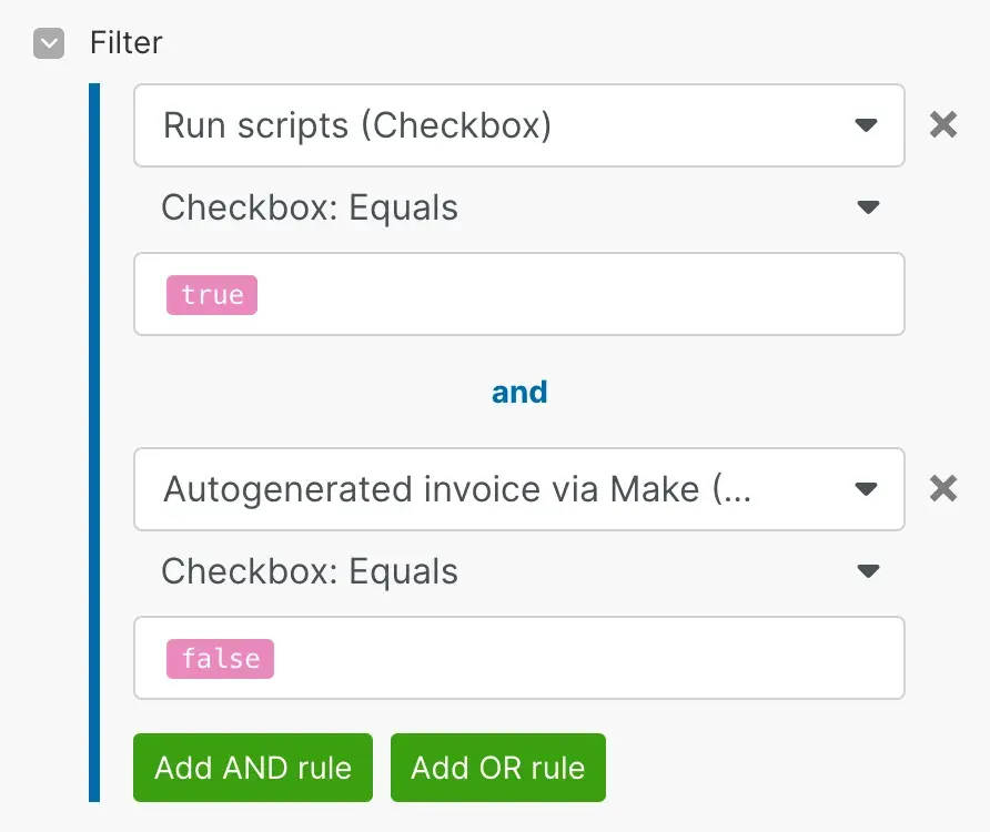 Filtr w module Notion: Search Object